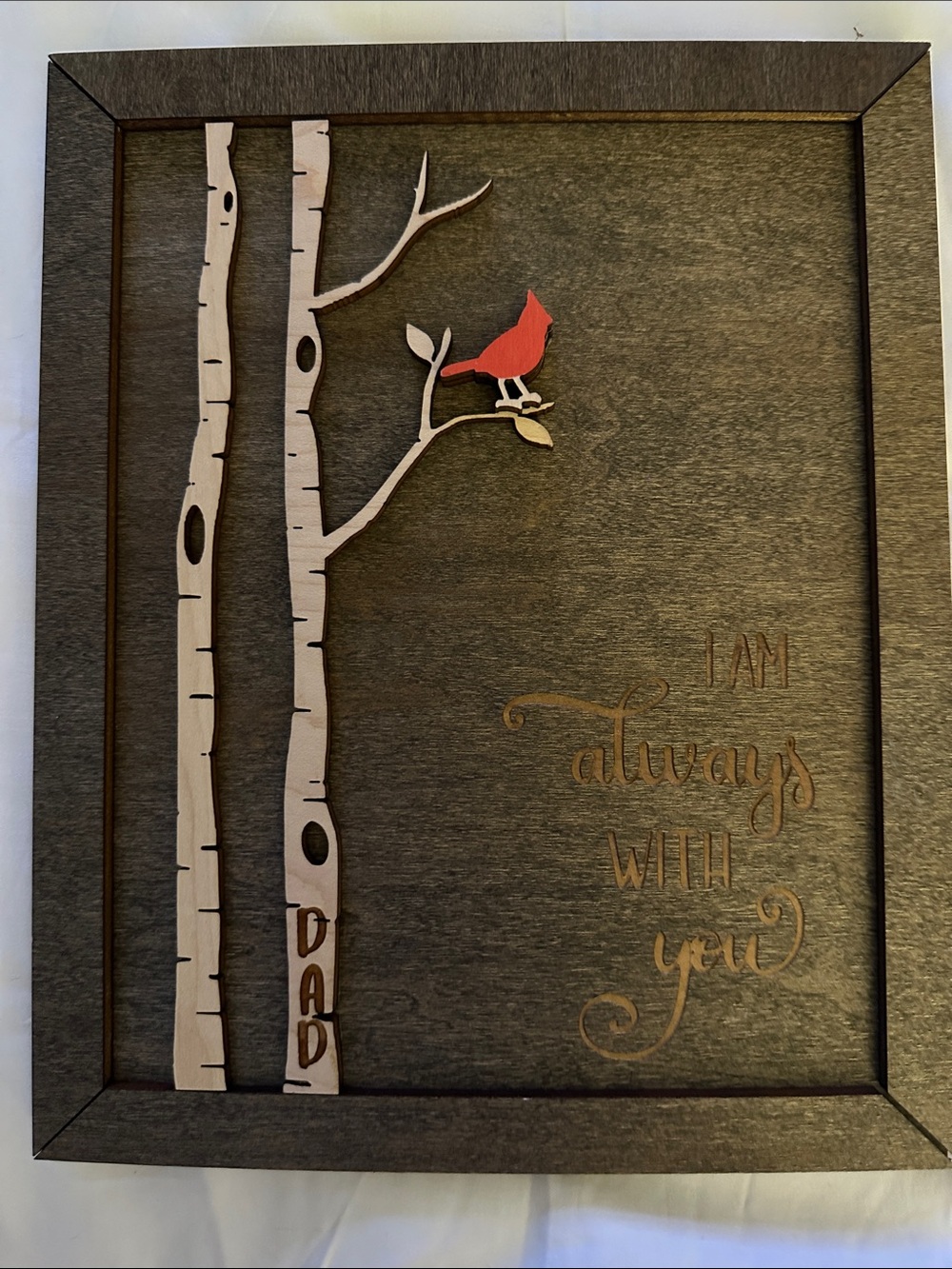 Handcrafted Wood Wall Art - Red Cardinal on Birch Trees